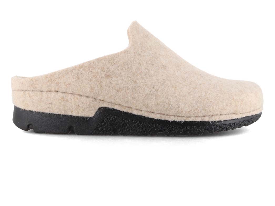 Berkemann Carmelia Women's Wool Felt Clogs in Camel, outer side profile