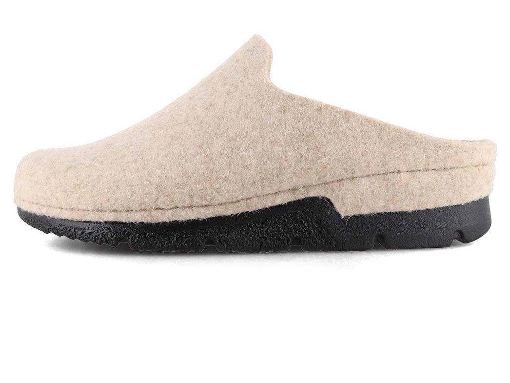 Berkemann Carmelia Women's Wool Felt Clogs in Camel, inner side profile; inner medial profile