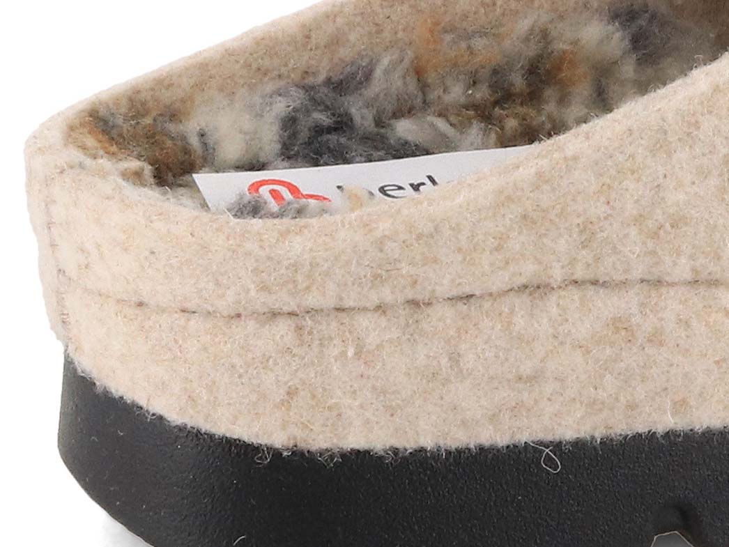 Berkemann Carmelia Women's Wool Felt Clogs in Camel, detail close-up