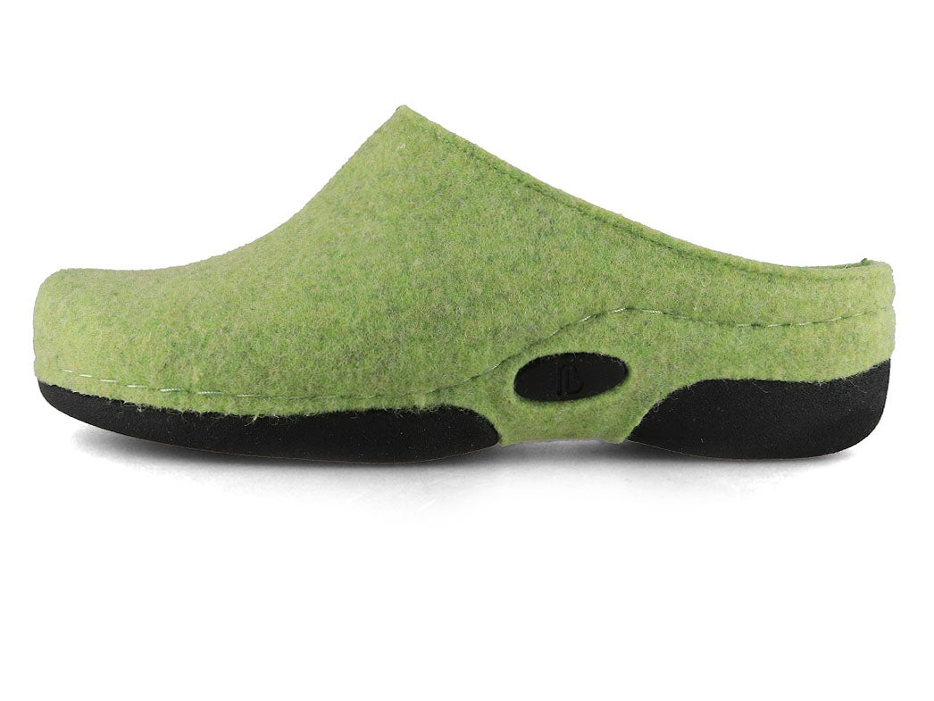 Berkemann BERKINA Lauren Recycled Wool Felt Clogs in Green, inner side profile; inner medial profile