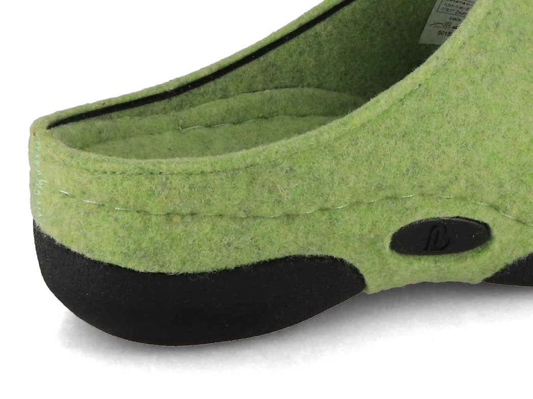 Berkemann BERKINA Lauren Recycled Wool Felt Clogs in Green, detail close-up