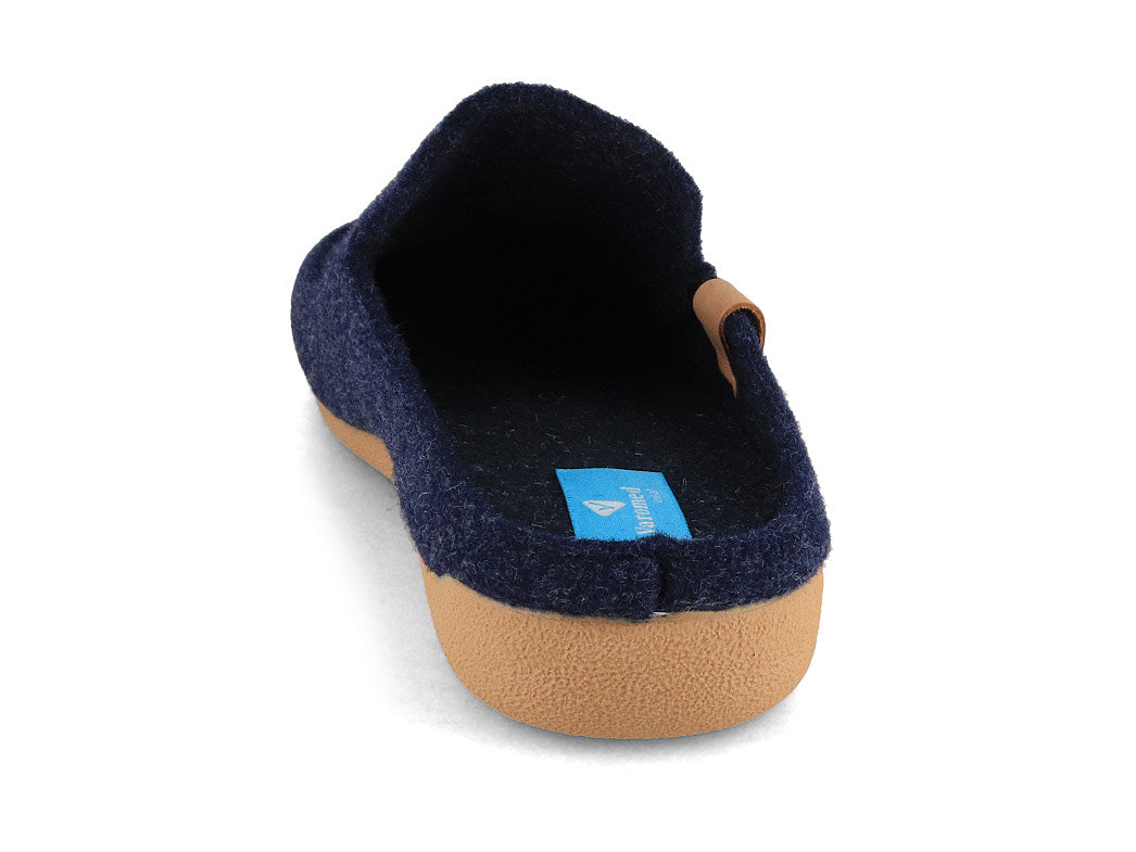 Varomed vital Men Slippers 'Alexander' in navy blue, rear three-quarter view; overhead top-down