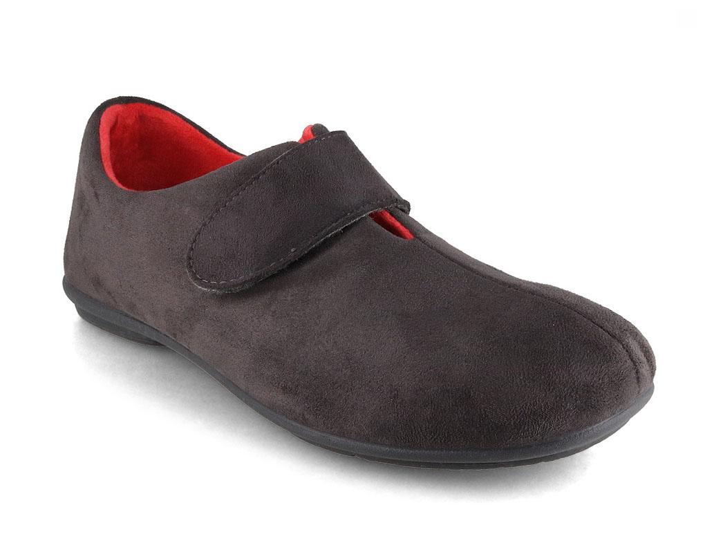 Varomed vital Binti dark gray knit closed-back slipper, three-quarter front view
