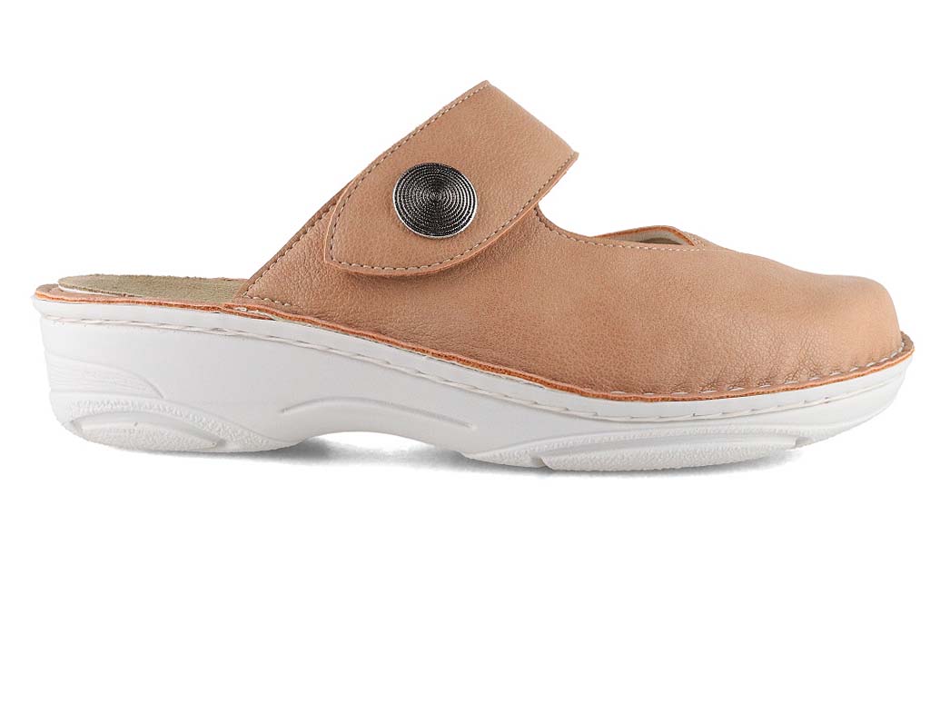 Berkemann Heliane beige stretch clog, outer side view