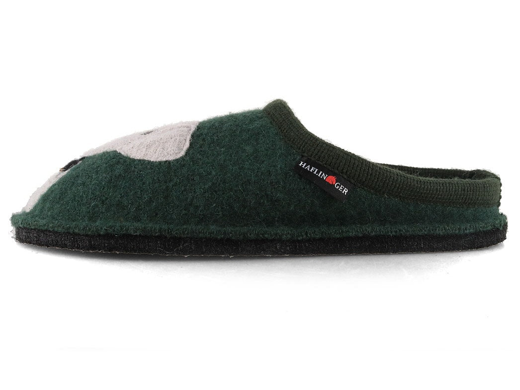 HAFLINGER Flair Rudi Unisex Boiled Wool Slippers, Moss Green