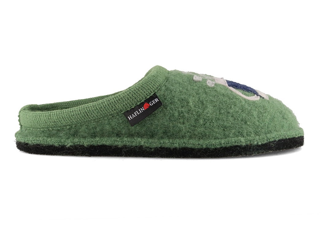 HAFLINGER Flair Golf Unisex Boiled Wool Slippers, Fern Green