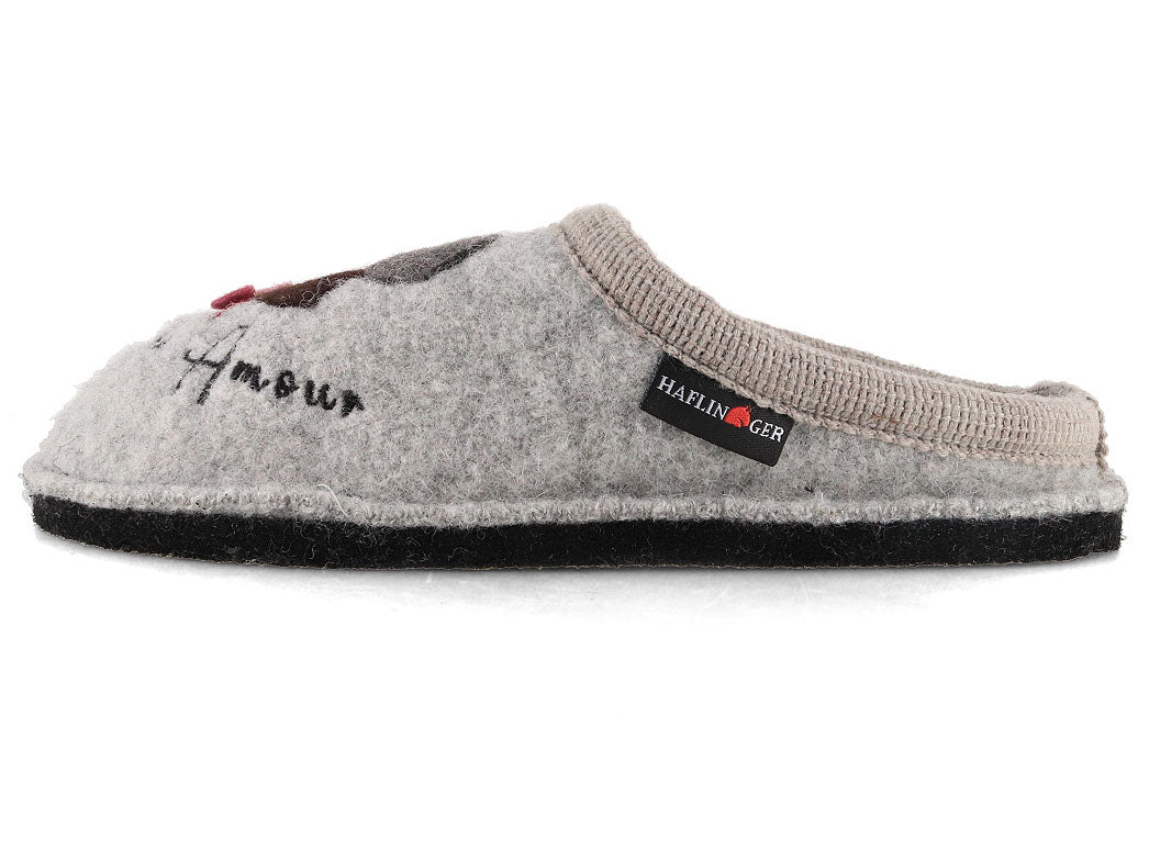 HAFLINGER Flair Bonjour Women's Boiled Wool Slippers, Stone Gray