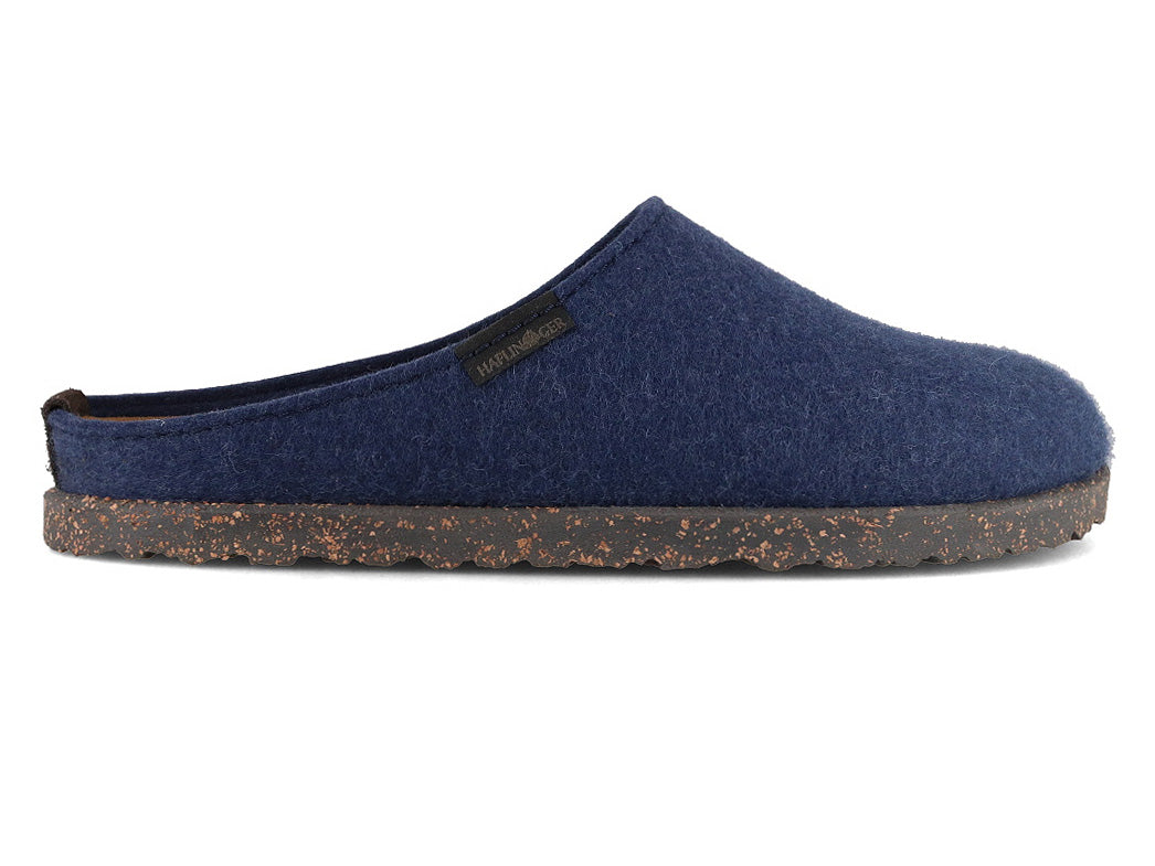 HAFLINGER Manhattan Unisex Wool Felt Slippers, Jeans Blue