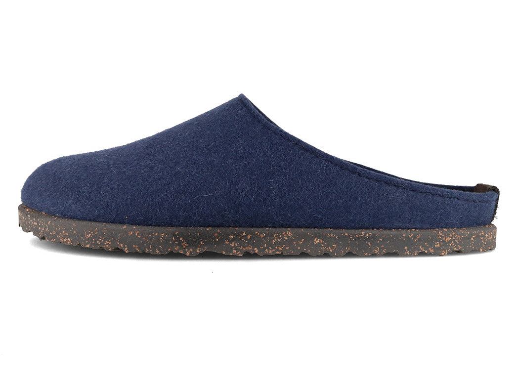 HAFLINGER Manhattan Unisex Wool Felt Slippers, Jeans Blue