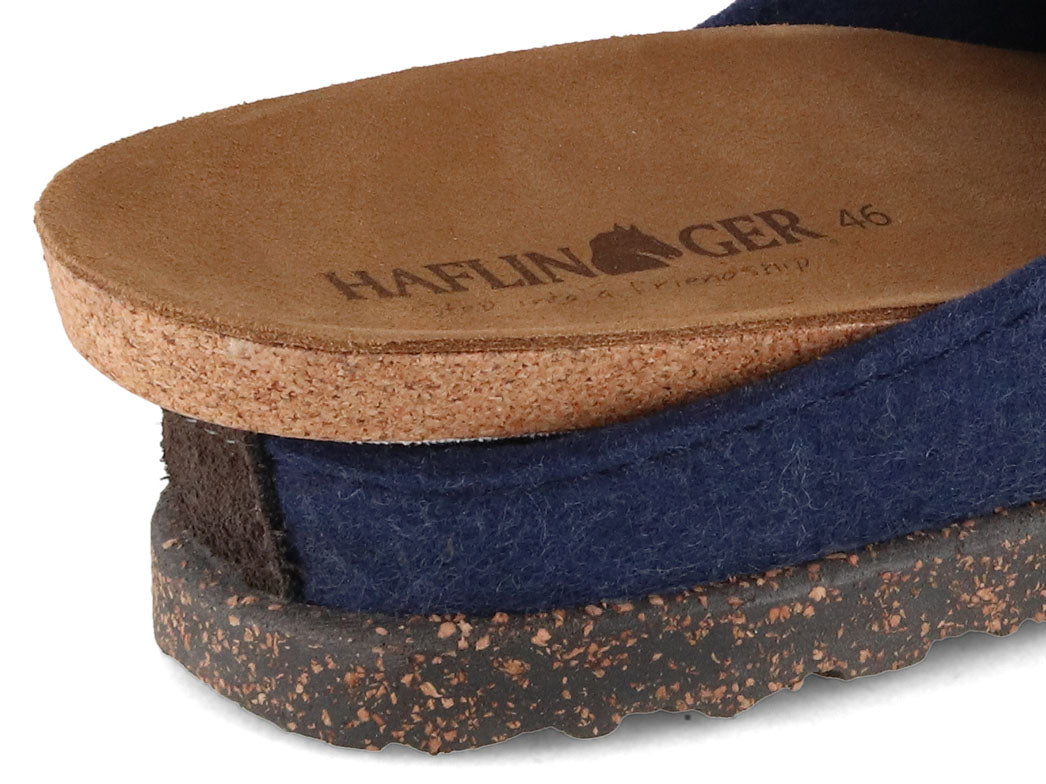 HAFLINGER Manhattan Unisex Wool Felt Slippers, Jeans Blue