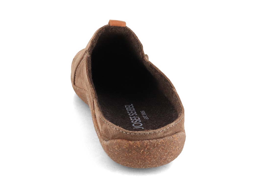 Josef Seibel Vince Men's Leather Clogs, Taupe, rear and footbed view