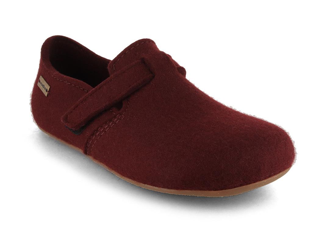 HAFLINGER Everest Focus showing a deep burgundy closed-back felt upper with an adjustable instep strap