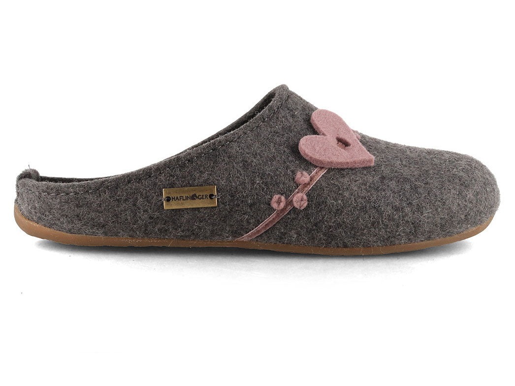 HAFLINGER Everest Coeur Women's Wool Felt Slippers, Anthracite