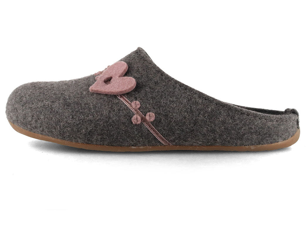 HAFLINGER Everest Coeur Women's Wool Felt Slippers, Anthracite
