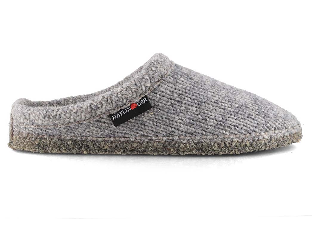 1 HAFLINGER-Men-Women-Wool-Slippers-De-Punto-stone-grey #farbe_Gray