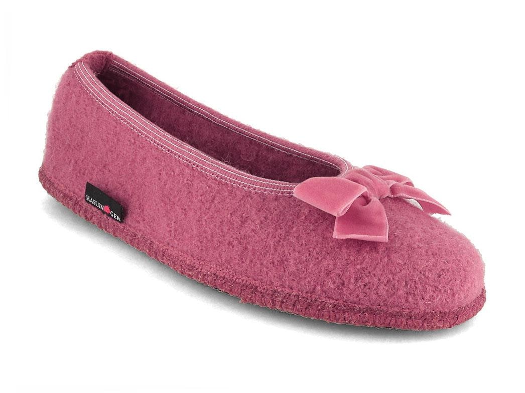 HAFLINGER Fiocco heather-rose wool-blend ballerina slipper with decorative bow