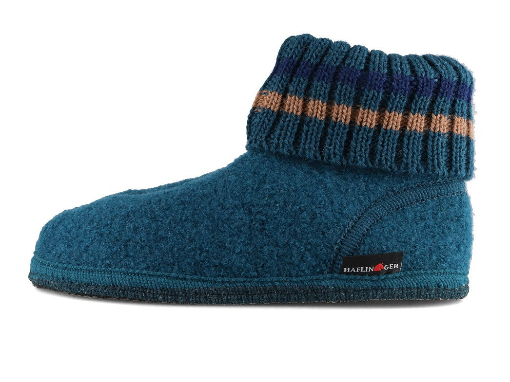 HAFLINGER Paul Unisex Boiled Wool Slipper Boots, Turquoise