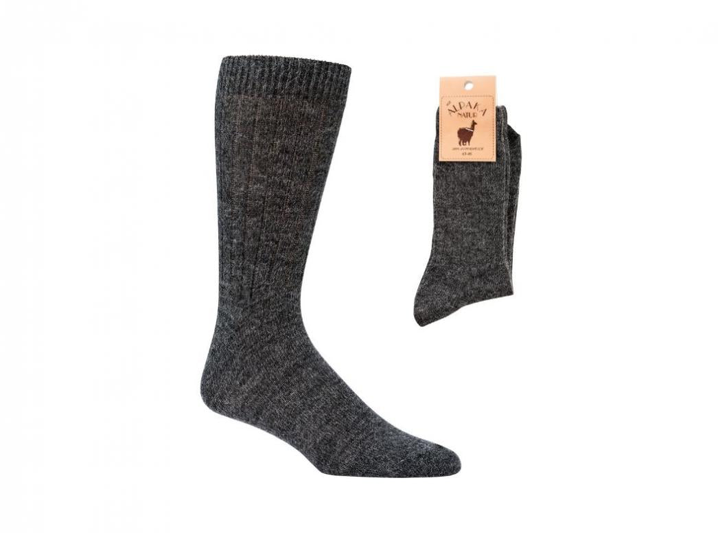 WoolFit Premium Alpaca Wool Socks showing anthracite knitted calf-length socks