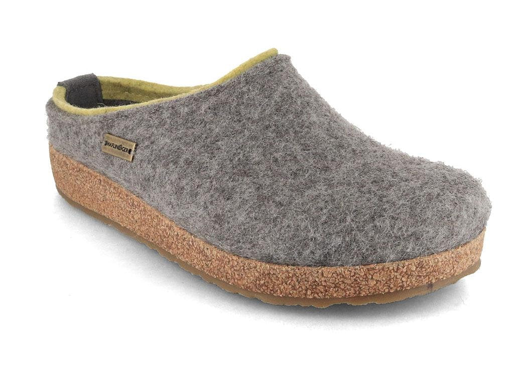 HAFLINGER Grizzly Kris basalt gray showing a basalt-gray felt upper with a bright green collar