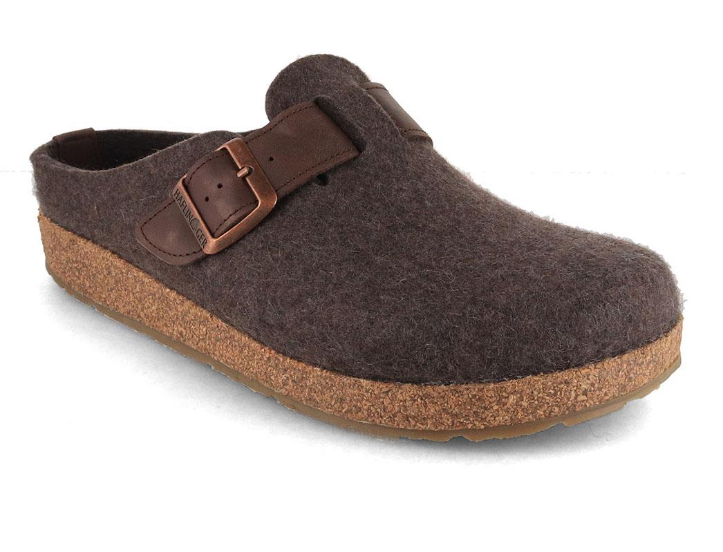 HAFLINGER Chicago showing a mottled-brown felt upper with an adjustable leather buckle strap