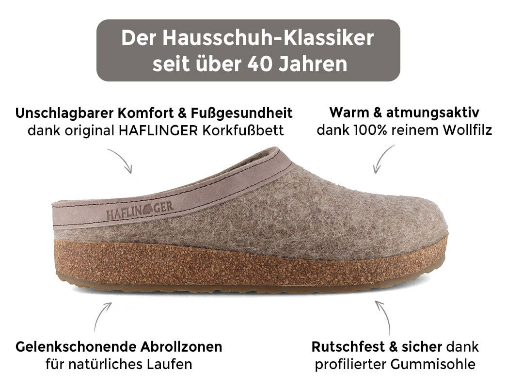 HAFLINGER Grizzly GZL Wool Clogs, Earth Beige
