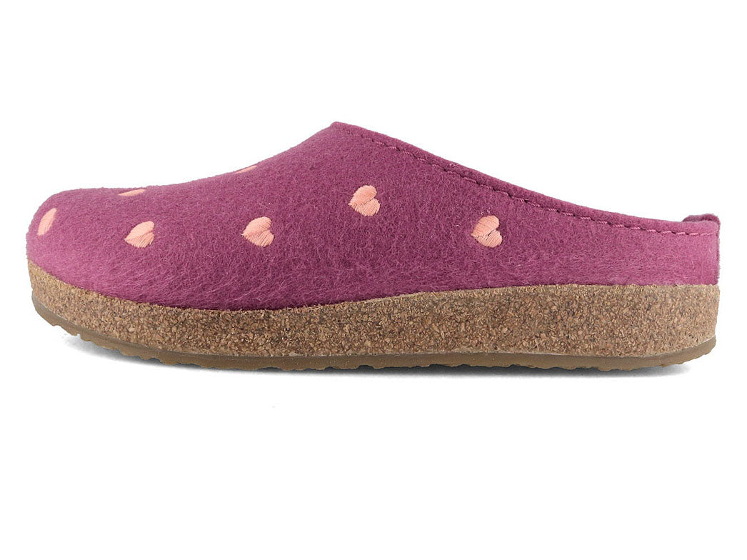 HAFLINGER Grizzly Cuoricino Women's Wool Clogs, Heather Rose
