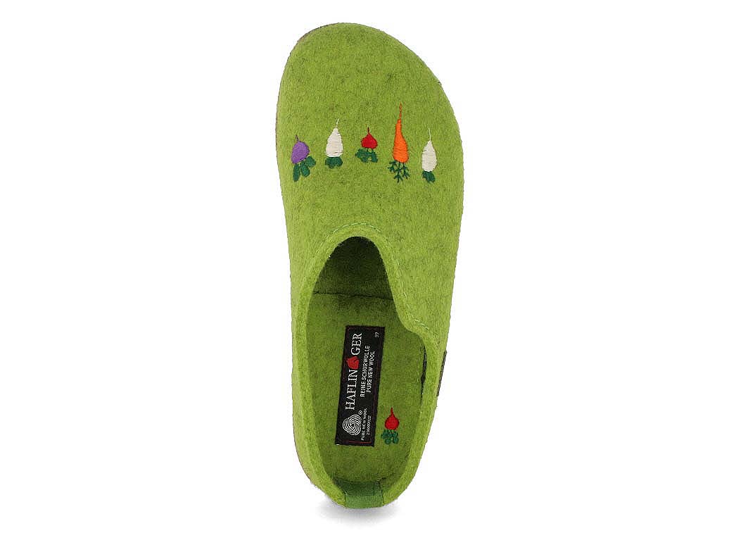 1 HAFLINGER-Women-Apllication-Felt-Slippers-Grizzly-Rbli-canarygreen #farbe_Green