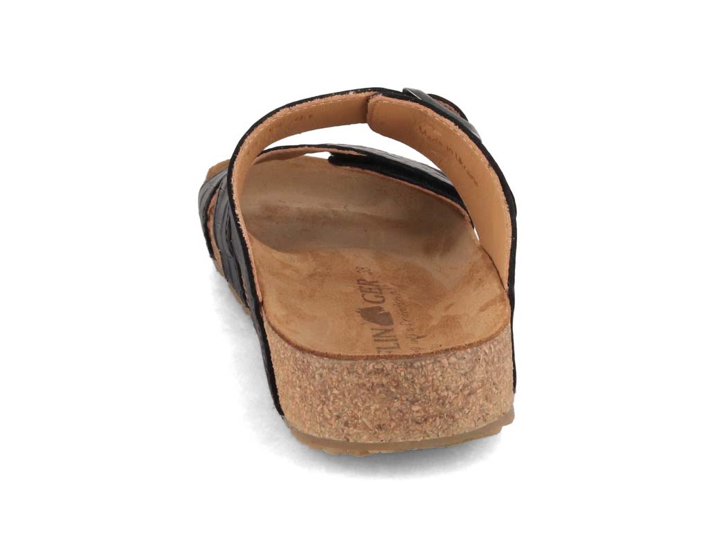 HAFLINGER women printed leather sandals bio aria black, footwear, overhead top-down