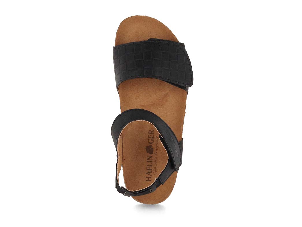 HAFLINGER Ellie Women's Leather Sandals in Black, top view