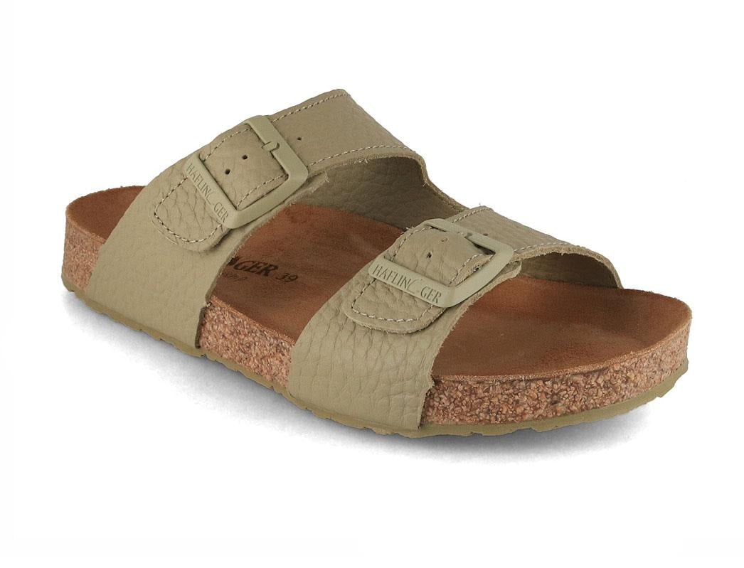 HAFLINGER Bio Bonnie sage green showing two sage-green leather straps with tonal buckles
