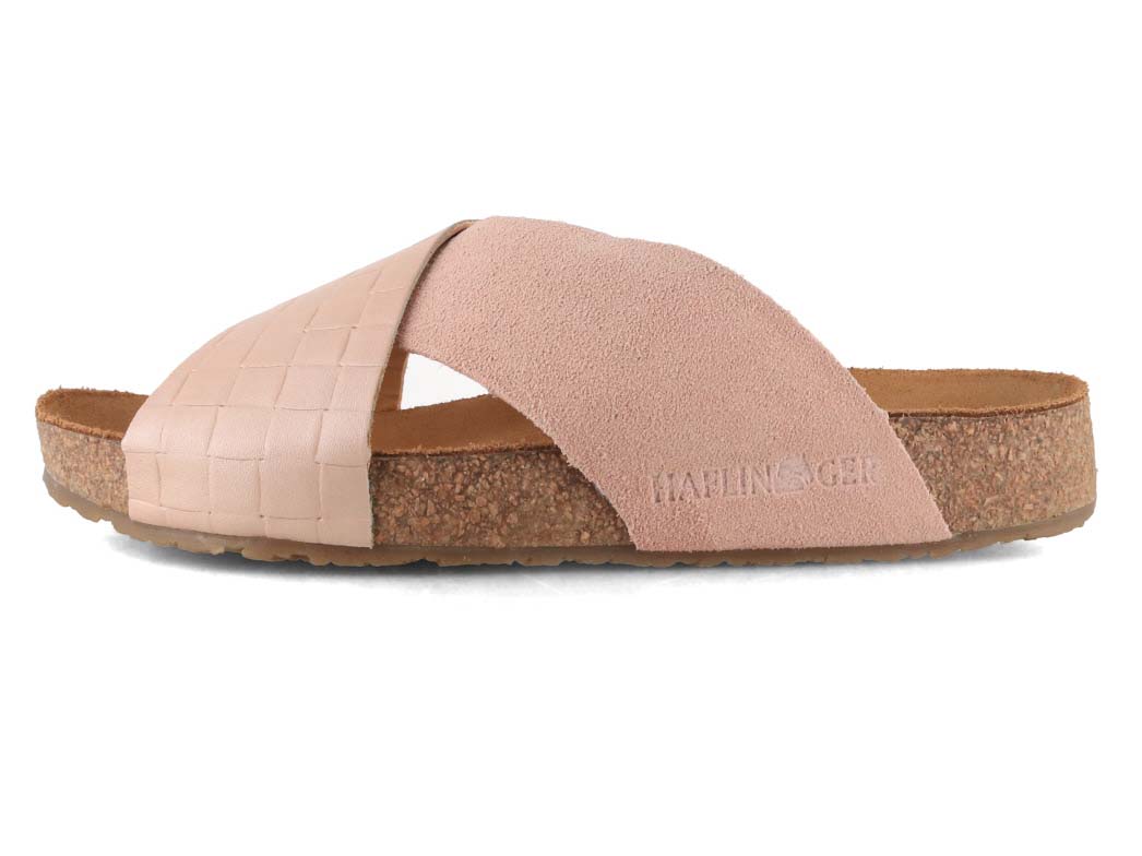 HAFLINGER Bio Mio Leather Mules in Rose, inner side profile; inner medial profile