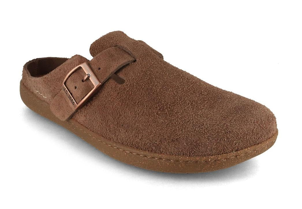 Josef Seibel Jill showing a nut-brown suede upper with an adjustable buckle strap