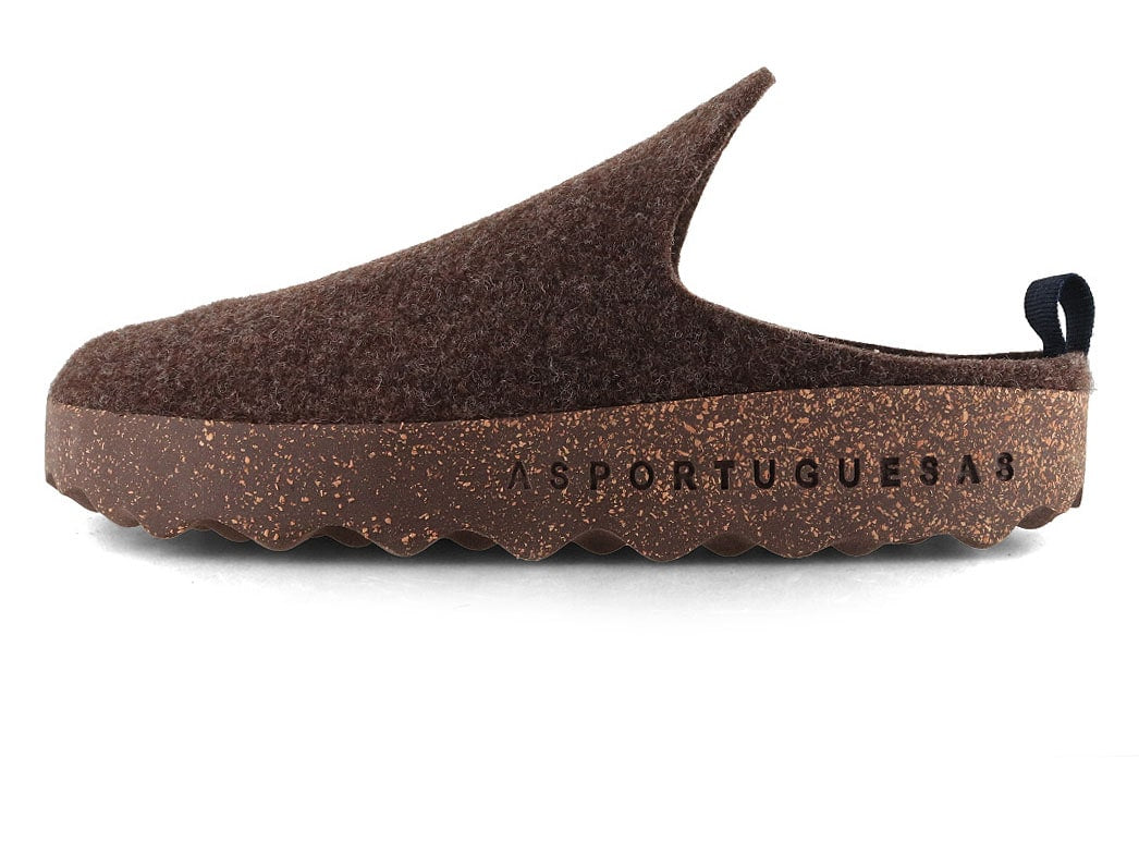 ASPORTUGUESAS Come Men's Wool Felt Clogs, Dark Brown