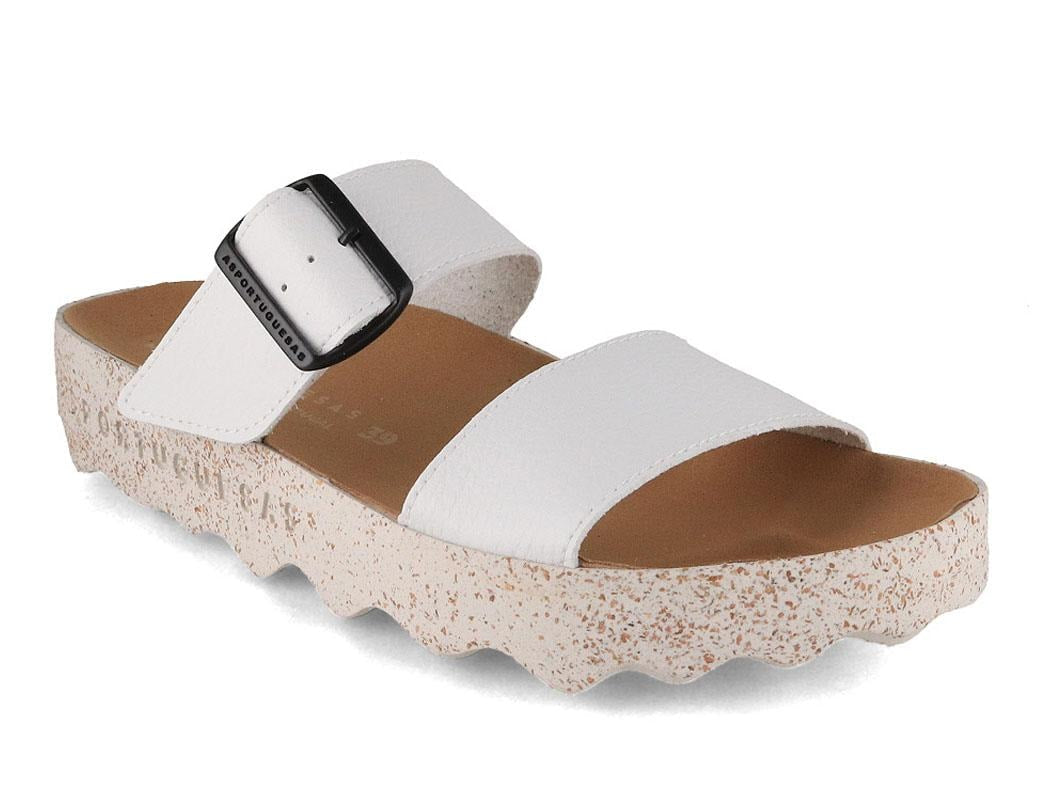 ASPORTUGUESAS City Line Coly showing two white straps, one adjustable buckle, and an open toe