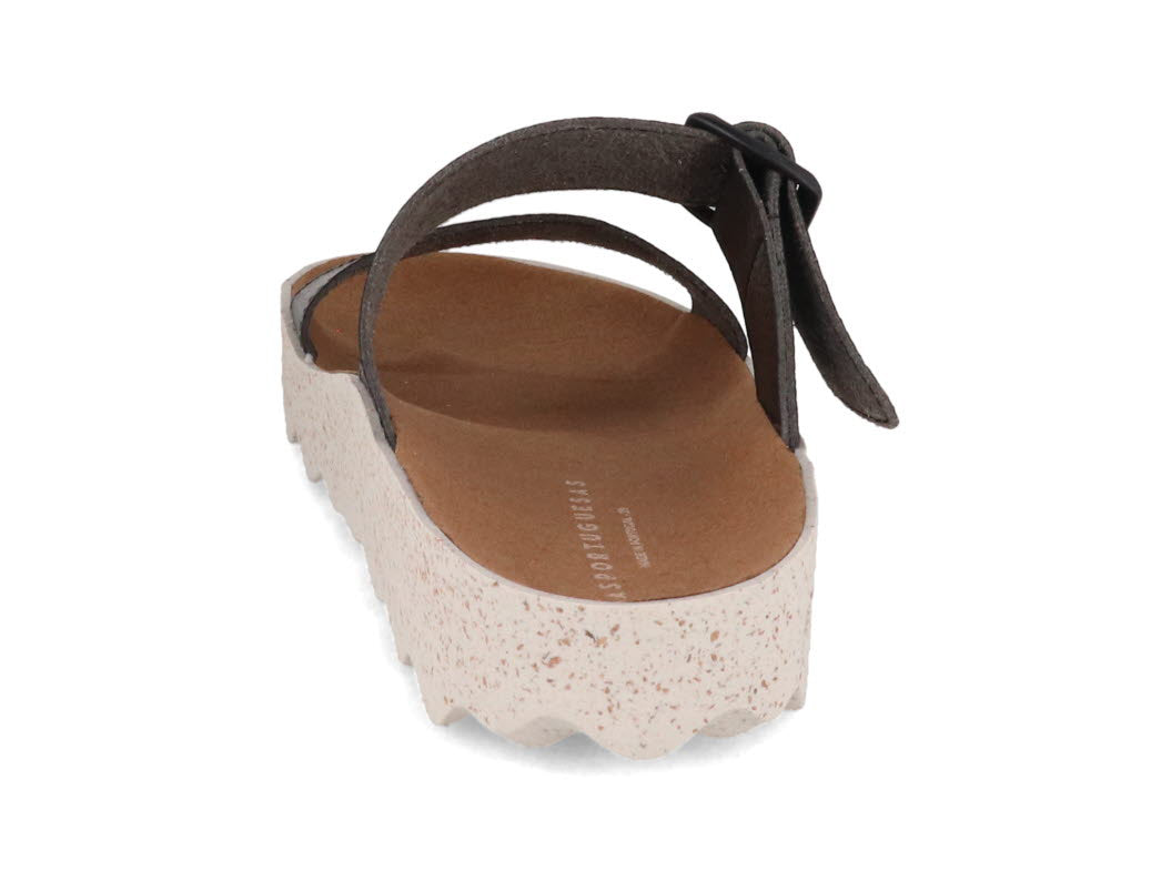 Rear three-quarter view of black Coly sandal