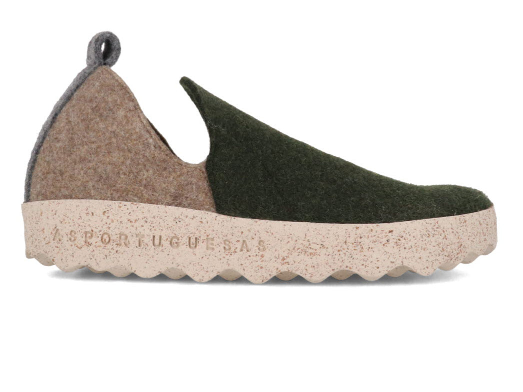 1 ASPORTUGUESAS-Women-Felt-Slippers-City-green-taupe #farbe_Green