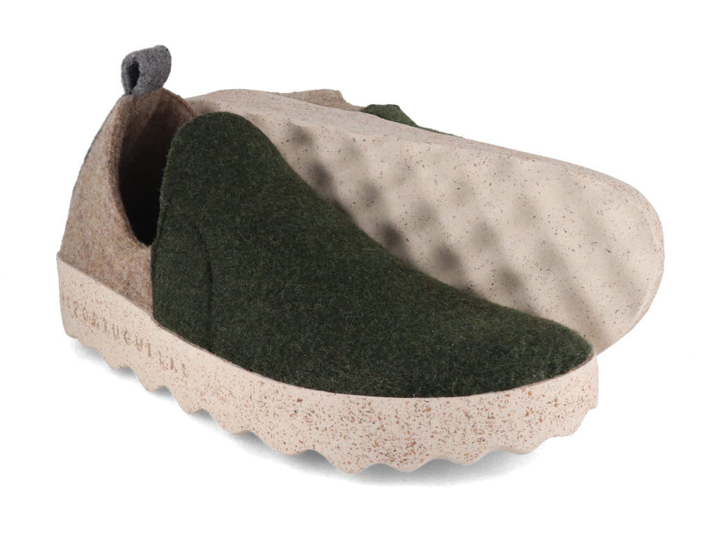 1 ASPORTUGUESAS-Women-Felt-Slippers-City-green-taupe #farbe_Green