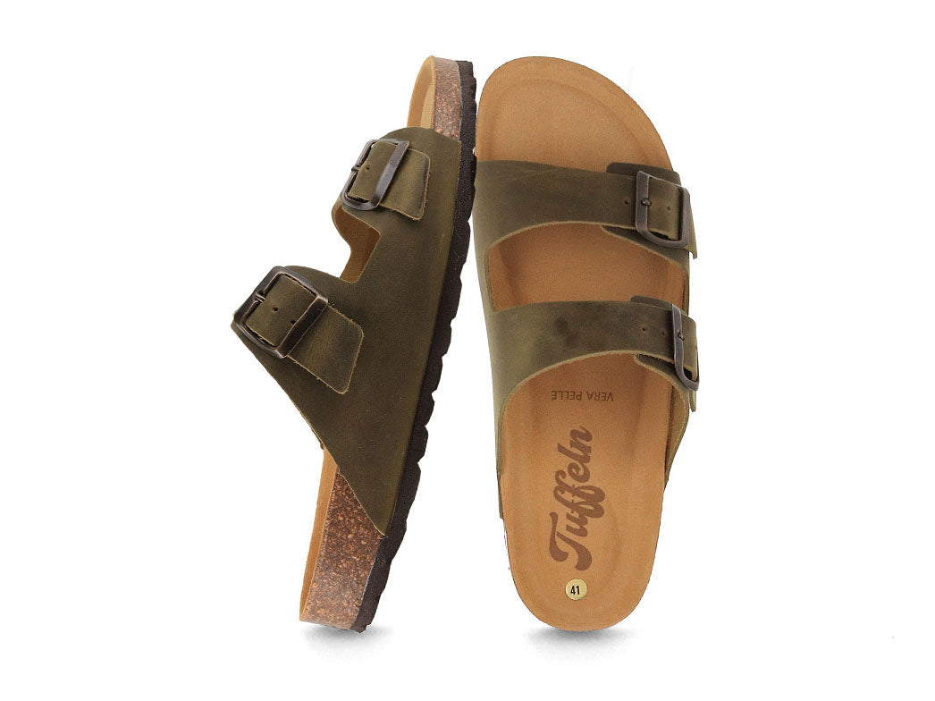 1 Tuffelns-Classic-TwoStrap-SoftCork-Leather-Sandals-Fhr-green #farbe_Green