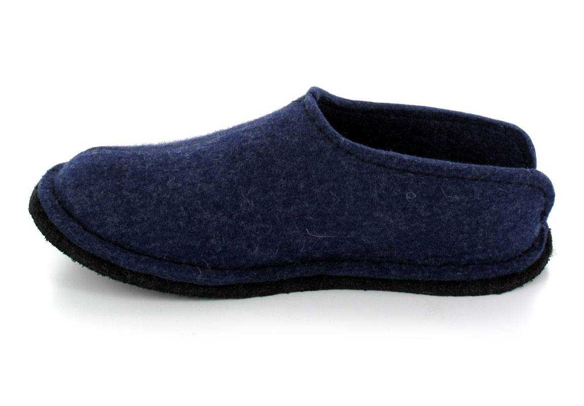 HAFLINGER Flair Smily denim blue wool felt slipper, opposite side view