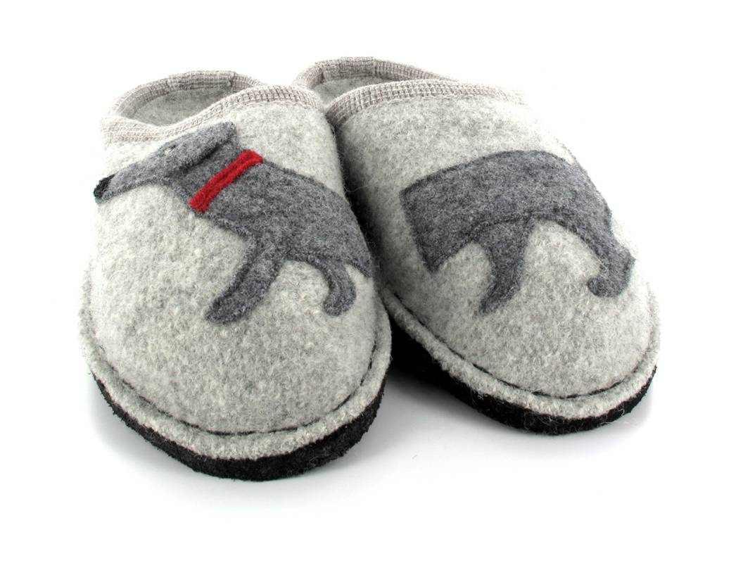HAFLINGER-Dog-Slippers--Flair-Dachshund-StoneGray #farbe_Grey