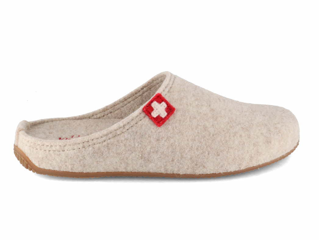 1 Living-Kitzbuehel-Women-Felt-Slippers-Swiss-Cross-unbleached #farbe_Beige