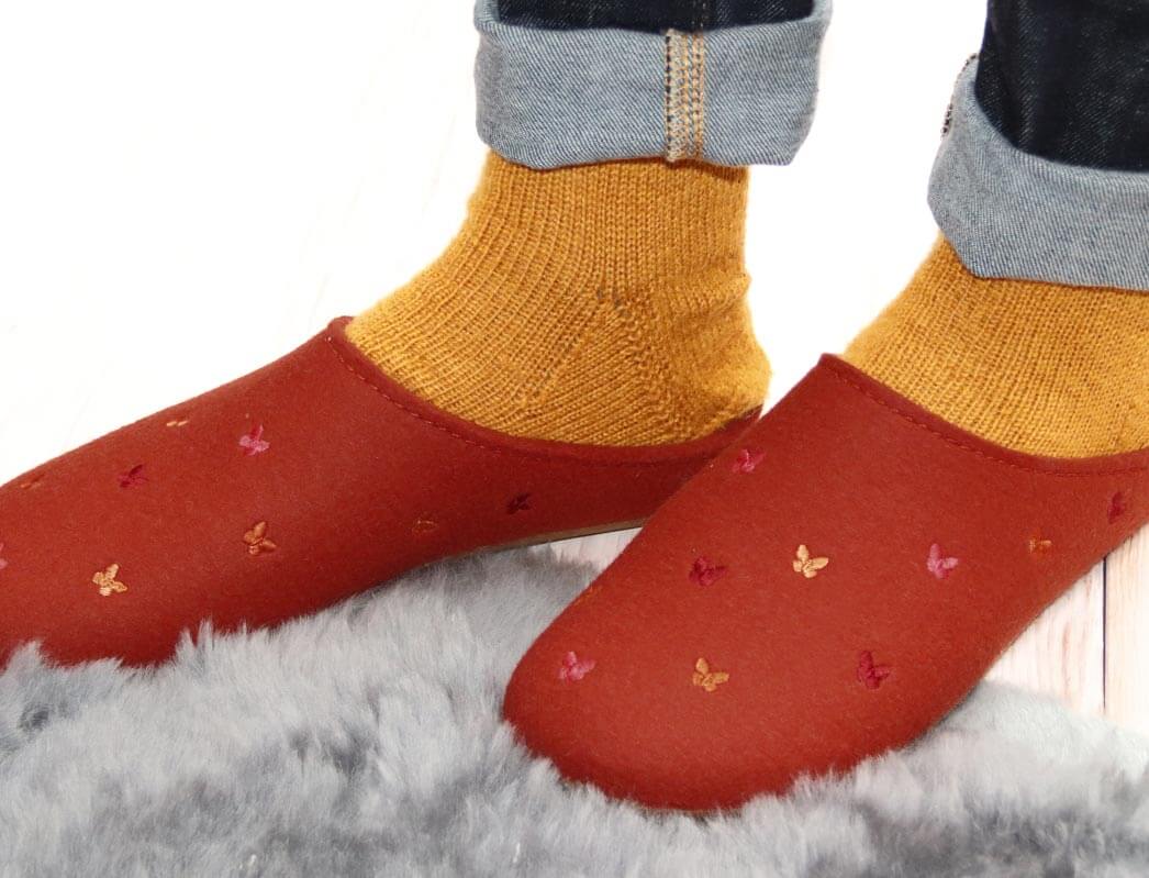 1 HAFLINGER-Slipper--Everest-Farfalline-Terracotta #farbe_Orange