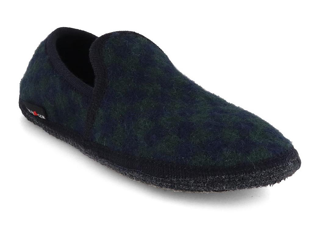HAFLINGER-Women-Men-Closed-Heel-Boiled-Wool-Slippers--Loafer-Chess-ocean #farbe_Blue