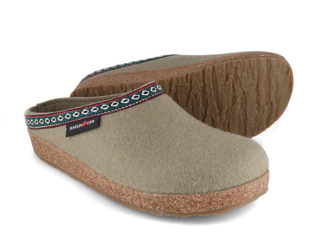 1 HAFLINGER-Men-Women-Felt-Clogs-Grizzly-Franzl-sahara #farbe_Green