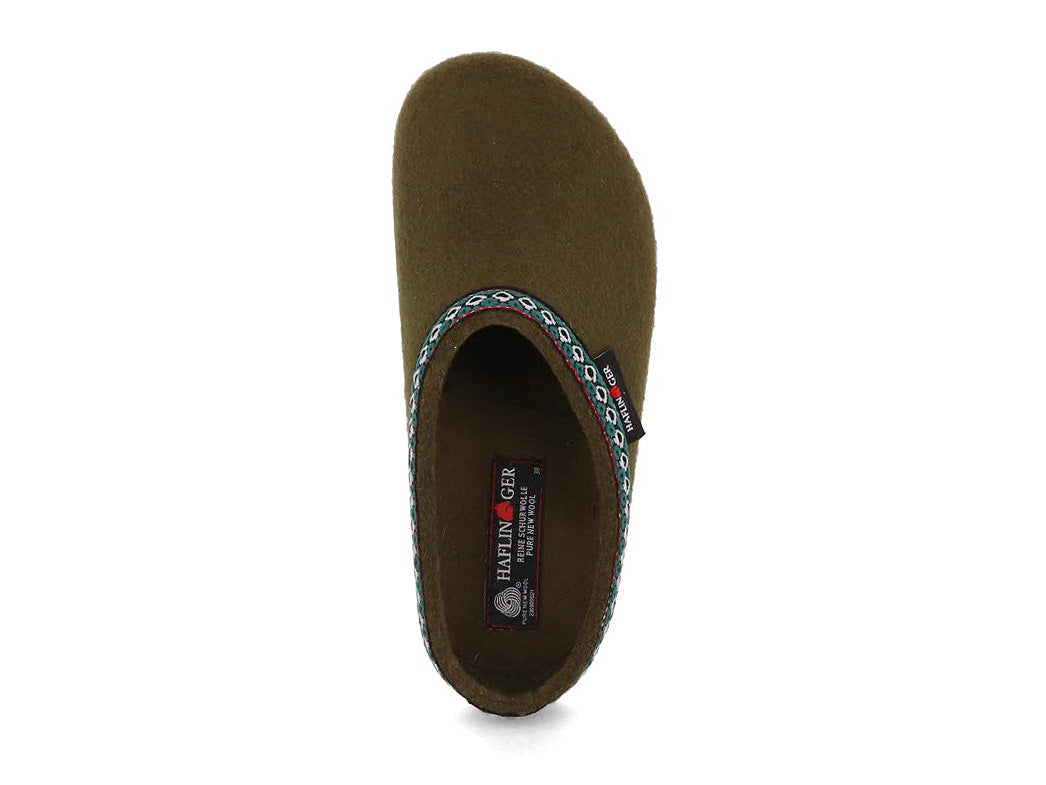 1 HAFLINGER-Women-Men-GZ-Felt-Clogs-Grizzly-Franzl-olive #farbe_Green