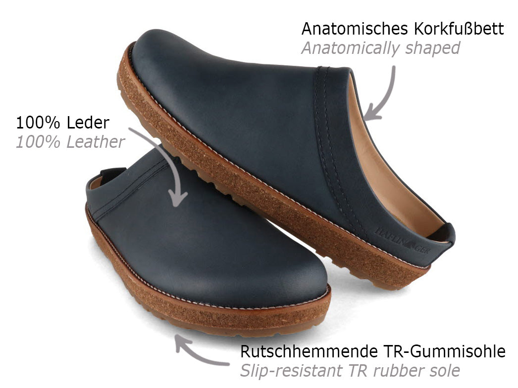 1 HAFLINGER-Men-Women-Leather-Clogs-Travel-Classic-bali #farbe_Blue