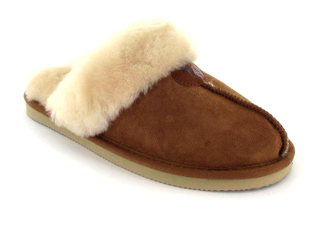 THIES-Womens-Sheepskin-Slippers-chesnut #farbe_Brown
