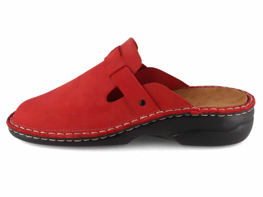 Tuffeln Galant red leather clog, inner side profile