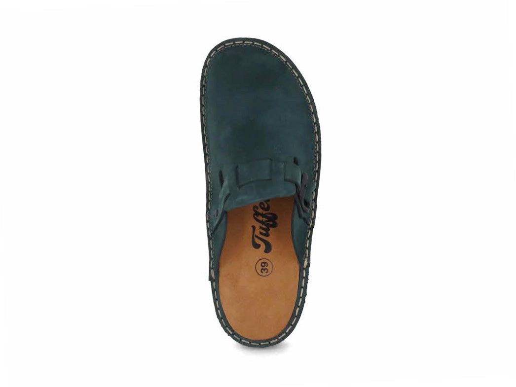 Tuffeln Galant blue leather clog, top view