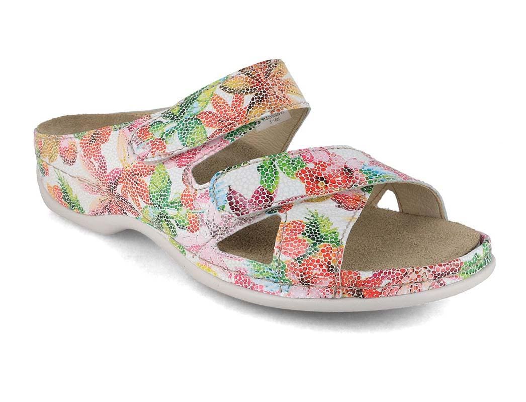 Berkemann BERKOFLEX Felia showing a multicolor floral leather upper with two adjustable straps